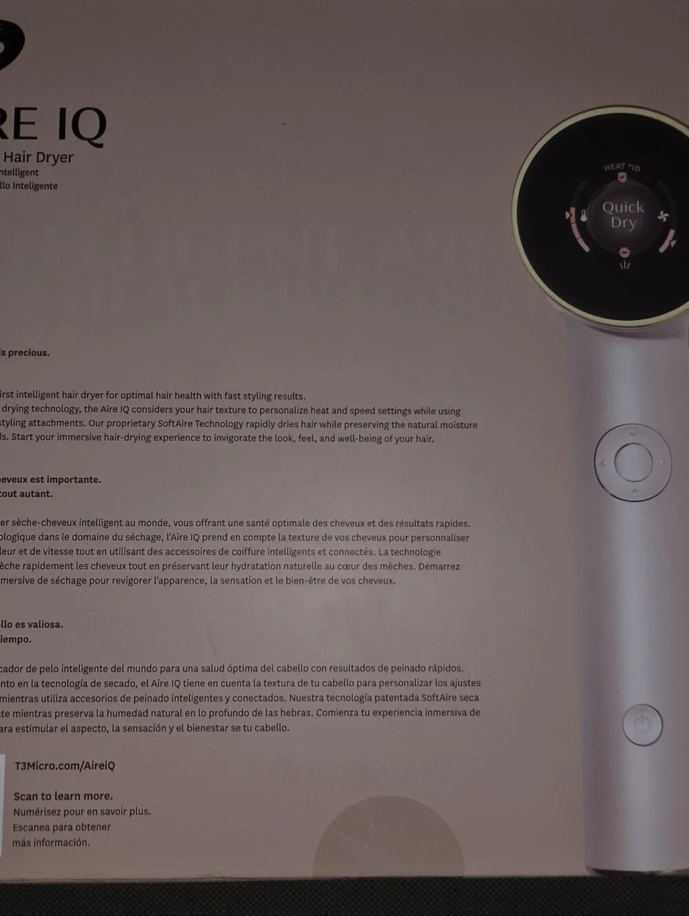 T3 FIRE! NIB! The Aire IQ Intelligent Hair Dryer in Satin Blush. R2S!